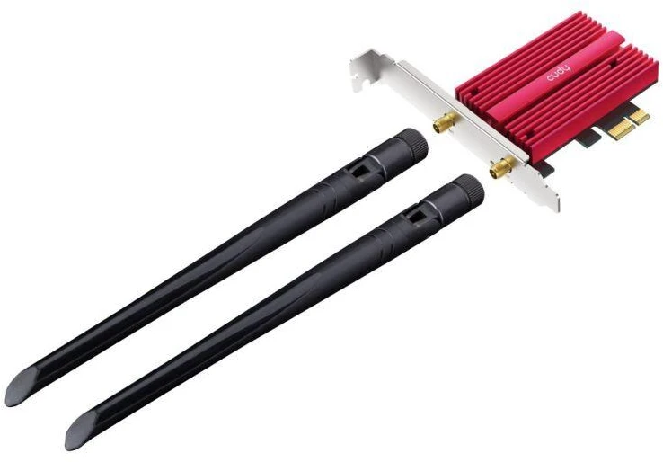 Ausinės CUDY WE3000S AX5400 Wi-Fi 6 tinklo plokštė su „Bluetooth“ 5.2, Intel AX210, PCIe, su radiatoriumi