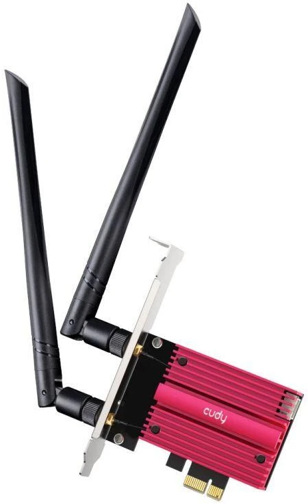 Ausinės CUDY WE3000S AX5400 Wi-Fi 6 tinklo plokštė su „Bluetooth“ 5.2, Intel AX210, PCIe, su radiatoriumi