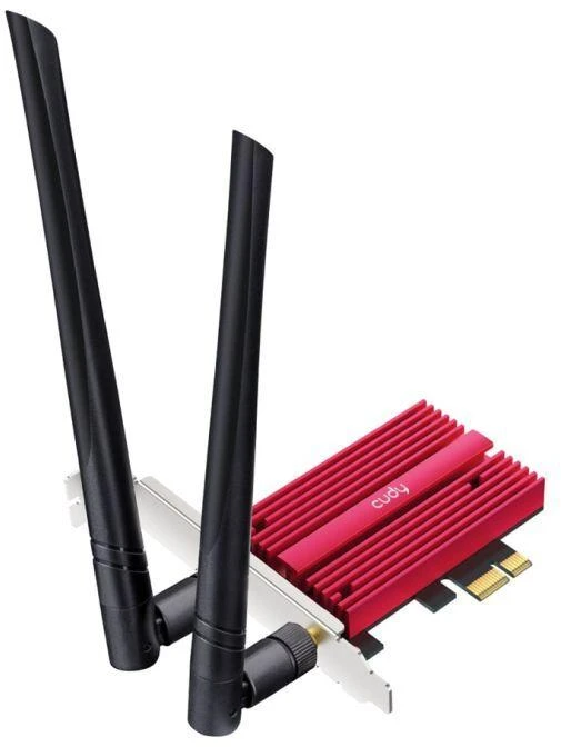 Ausinės CUDY WE3000S AX5400 Wi-Fi 6 tinklo plokštė su „Bluetooth“ 5.2, Intel AX210, PCIe, su radiatoriumi