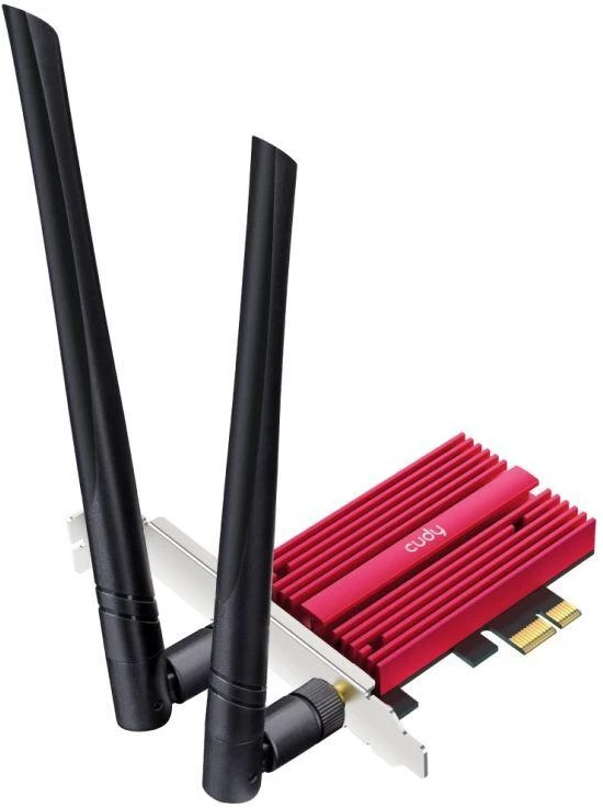 Ausinės CUDY WE3000S AX5400 Wi-Fi 6 tinklo plokštė su „Bluetooth“ 5.2, Intel AX210, PCIe, su radiatoriumi