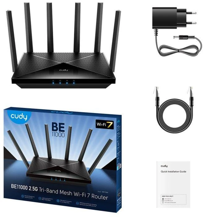 Ausinės CUDY WR11000 2,5G Wi-Fi 7 trijų dažnių maršrutizatorius