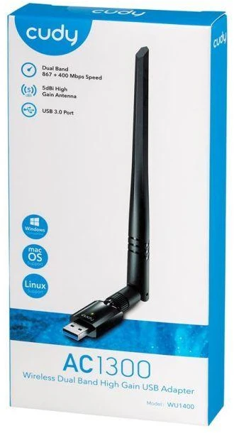 CUDY WU1400 AC1300 USB 3.0 Tinklo adapteris su 5dbi išorine antena