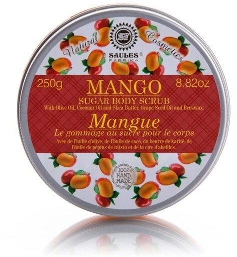 Natūralus cukraus kūno šveitiklis Mango, Saules Fabrika, 250g