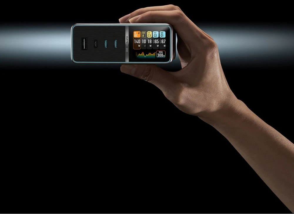 Cuktech TA3005U 300W 5-in-1 Charging Station with Digital Ekranas - Sidabrinis