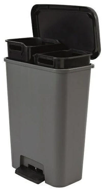 Šiukšliadėžė CURVER COMPACT DUO, pilka, 46 l