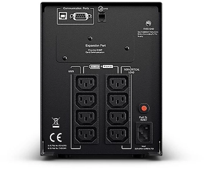 CYBERPOWER PR1000ELCD Line-Interactive 1000VA/900W Sinewave AVR LCD išvestis (8) IEC RS232 USB(HID) EPO SNMP EnergyStar