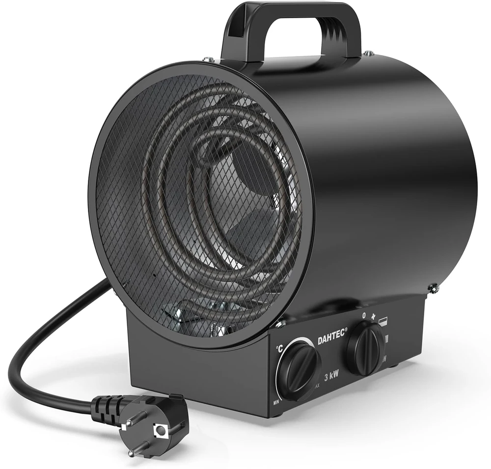 DAHTEC nešiojamas elektrinis šildytuvas 3000 W su termostatu ir apsauga nuo perkaitimo BGP1308-03