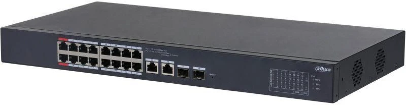 Šakotuvas Dahua Technology CS4218-16ET-240 – 16 prievadų PoE komutatorius + 2 RJ45/SFP
