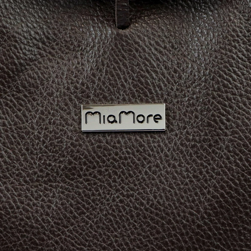 Moteriška didelė odinė shopper tipo rankinė MiaMore, tamsiai ruda, A4
