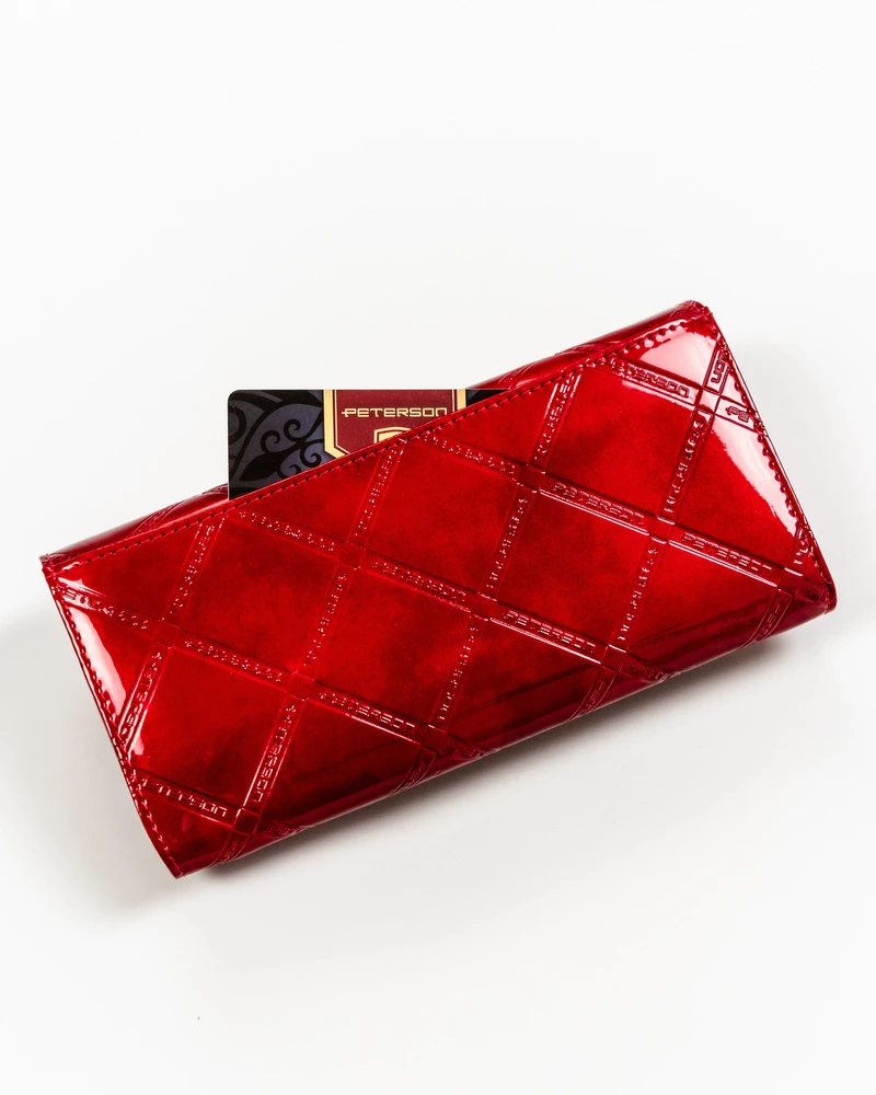 Raudona natūralios odos moteriška piniginė Peterson PTN 72401-PLT