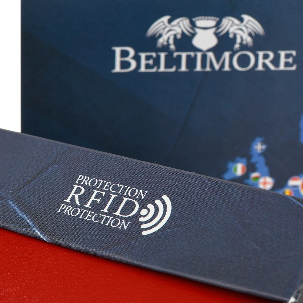 Damski portfel skórzany raudona duży RFiD Beltimore 036