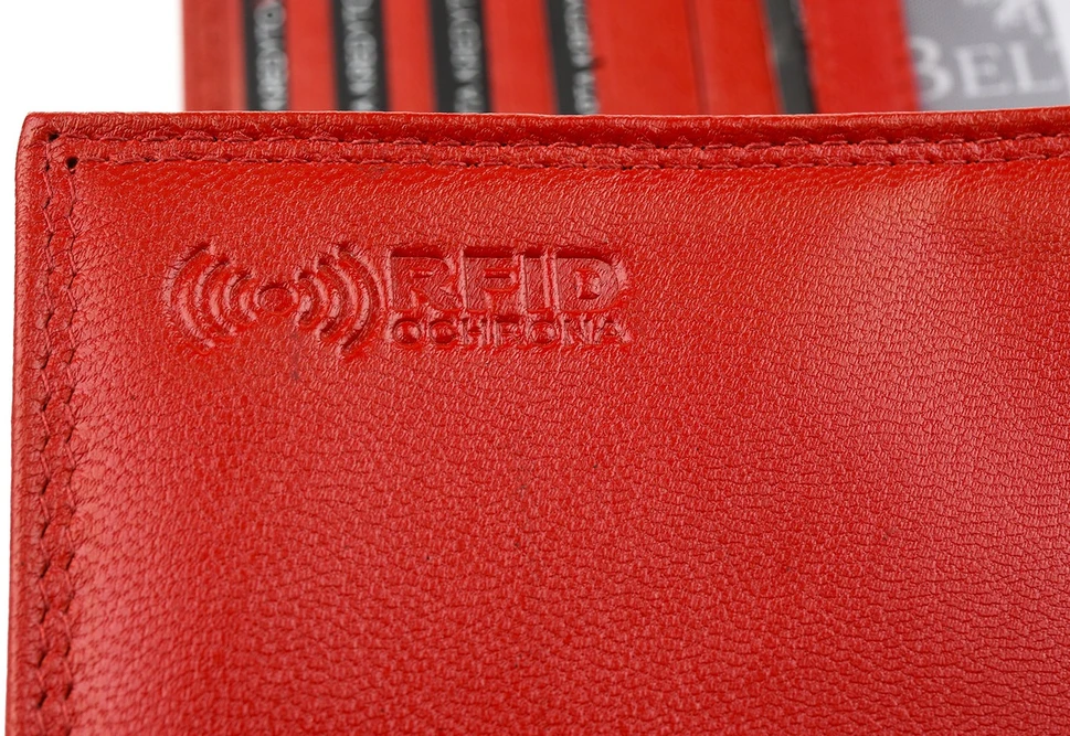 Damski portfel skórzany raudona duży RFiD Beltimore 036