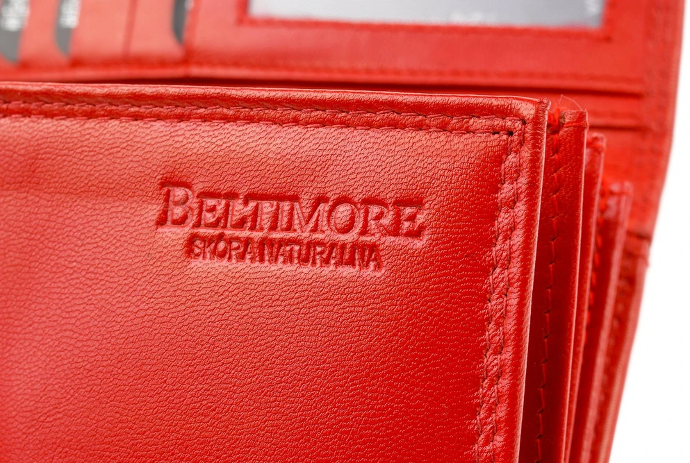 Damski portfel skórzany raudona duży RFiD Beltimore 036