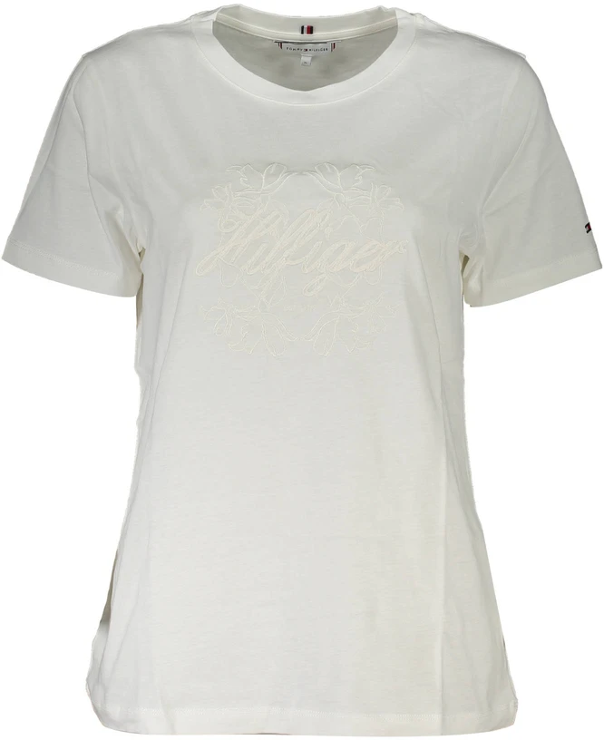 Damski T-shirt Tommy Hilfiger su haftowanym logo – balta