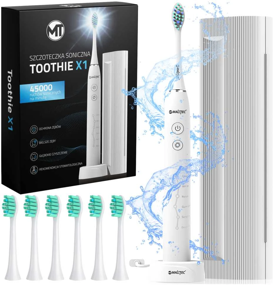 MalTec elektrinis dantų šepetėlis, atsparus vandeniui, X1 WH Sonic