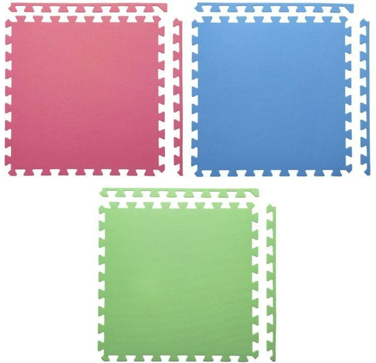 Sudedamas kilimėlis treniruotėms One Fitness MP10 žalias-mėlynas-raudonas, 60x60x1.0cm (9 dalių)