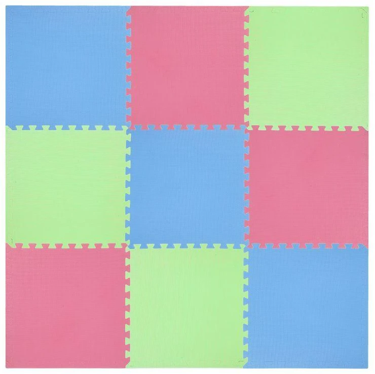 Sudedamas kilimėlis treniruotėms One Fitness MP10 žalias-mėlynas-raudonas, 60x60x1.0cm (9 dalių)
