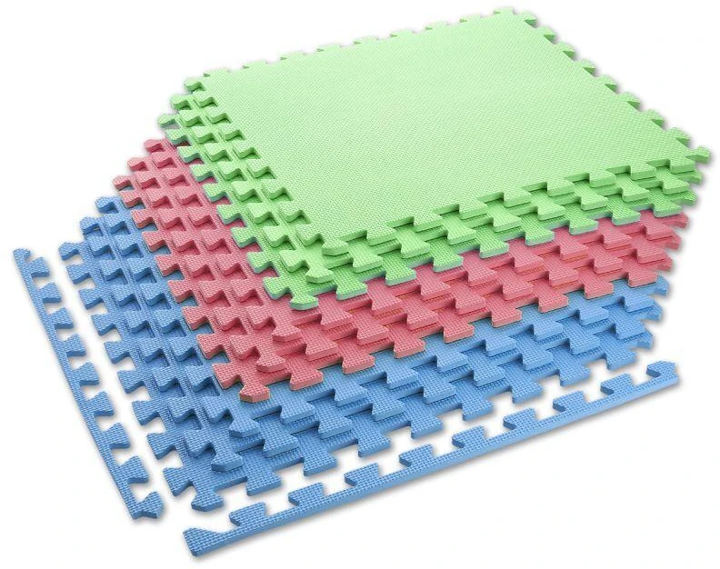 Sudedamas kilimėlis treniruotėms One Fitness MP10 žalias-mėlynas-raudonas, 60x60x1.0cm (9 dalių)