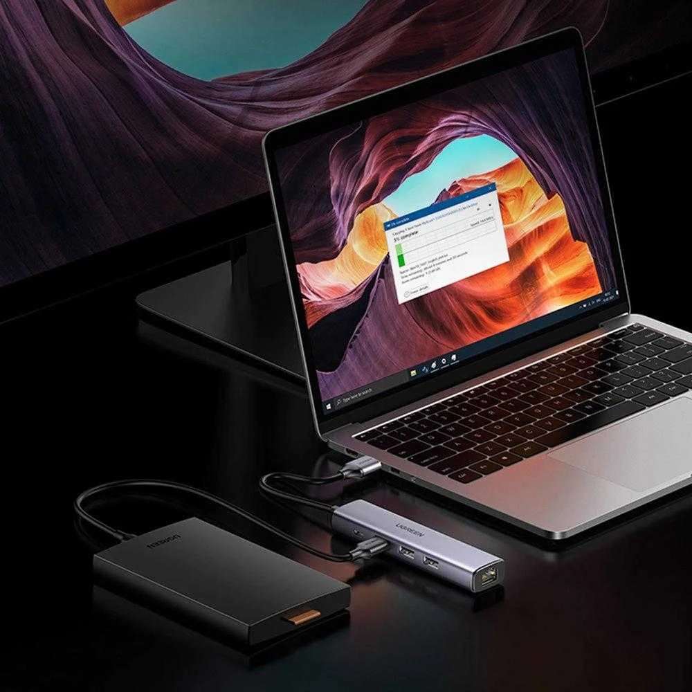 UGREEN 5in1 USB-A 3x USB 3.0 + RJ45 + USB-C adapteriai