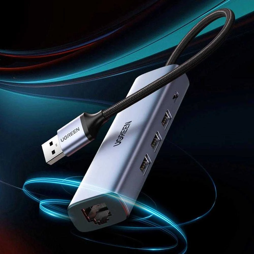 UGREEN 5in1 USB-A 3x USB 3.0 + RJ45 + USB-C adapteriai