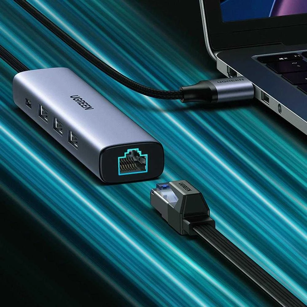 UGREEN 5in1 USB-A 3x USB 3.0 + RJ45 + USB-C adapteriai