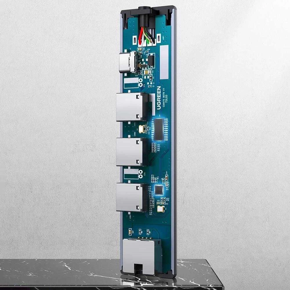 UGREEN 5in1 USB-A 3x USB 3.0 + RJ45 + USB-C adapteriai