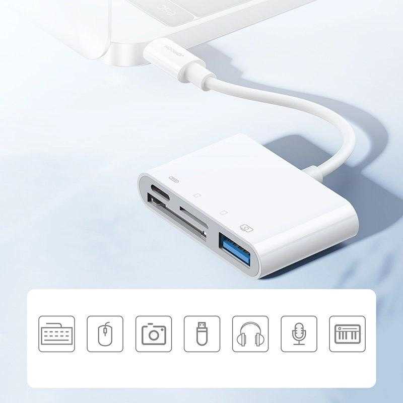 Lightning - USB OTG adapteris Joyroom S-H142 SD kortelių skaitytuvas Micro SD - baltas