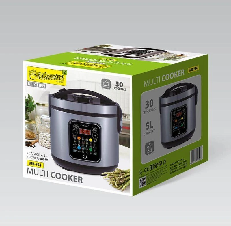 Maestro MR-794 multi cooker 5 L 900 W Juodas, Satin steel
