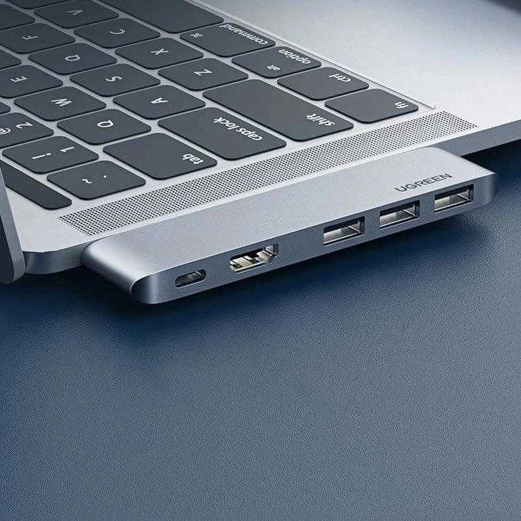 Adapterio šakotuvas UGREEN, 2XUSB_C iki 3x USB 3.0, HDMI