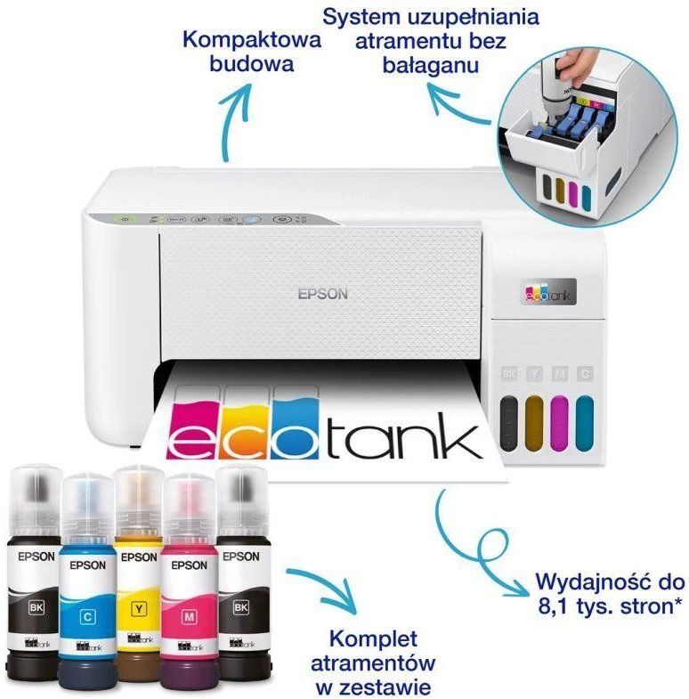 Ausinės Daugiafunkcis spausdintuvas Epson EcoTank L3276 WiFi, Baltas