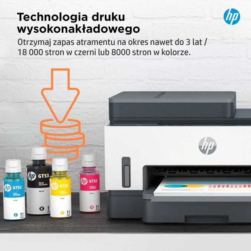 Hewlett Packard (HP) HP Smart Tank 750 AIO daugiafunkcis spausdintuvas Spausdintuvas - A4 spalvotas rašalinis, spausdinimas / kopijavimas / nuskaitymas, automatinis dvipusis spausdinimas, WiFi, 15 psl./min., 400–800 puslapių per mėnesį