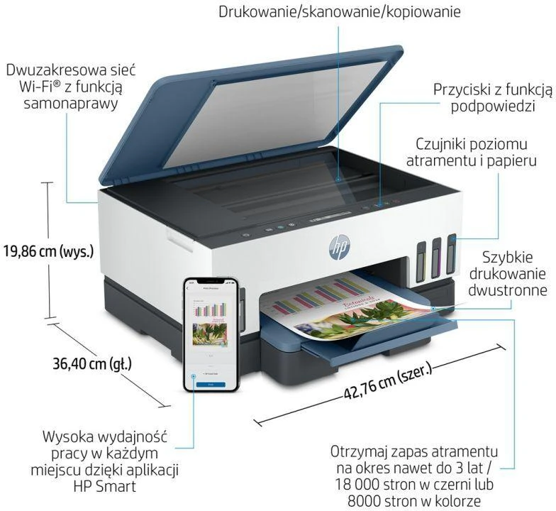Daugiafunkcis Spausdintuvas - HP Smart Tank 725 A4 4800x1200 DPI 15ppm Wi-Fi