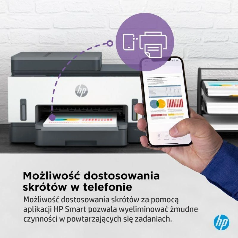Hewlett Packard (HP) HP Smart Tank 750 AIO daugiafunkcis spausdintuvas Spausdintuvas - A4 spalvotas rašalinis, spausdinimas / kopijavimas / nuskaitymas, automatinis dvipusis spausdinimas, WiFi, 15 psl./min., 400–800 puslapių per mėnesį
