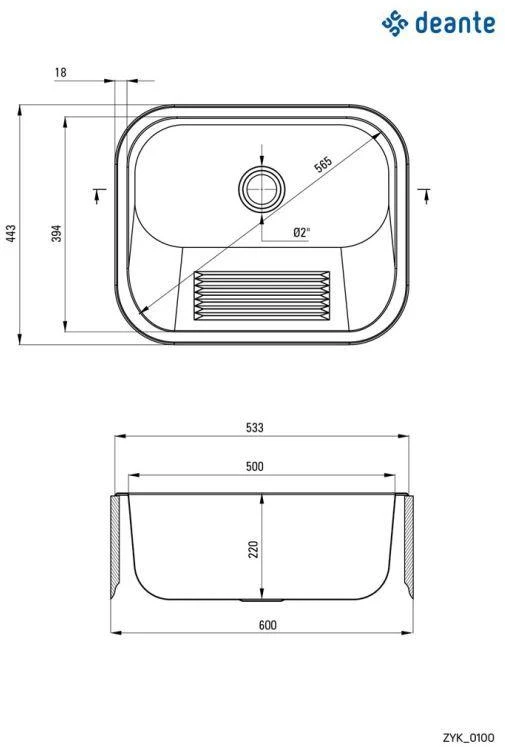 Ūkinė plautuvė DEANTE ZYK 0100