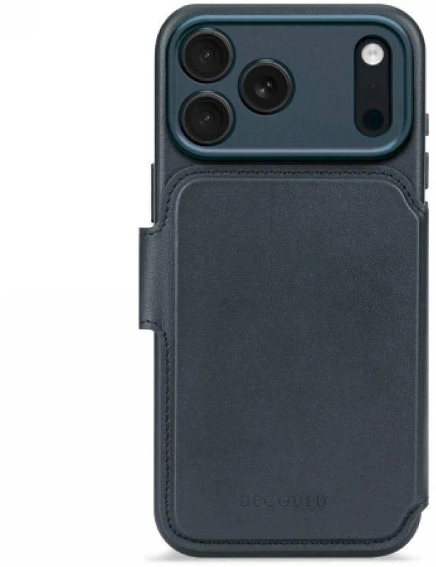 Decoded Odinis nuimamas piniginės dėklas – stiklinis dėklas, skirtas „iPhone 17 Pro Max“, suderinamas su „MagSafe“ (tamsiai mėlynos spalvos)