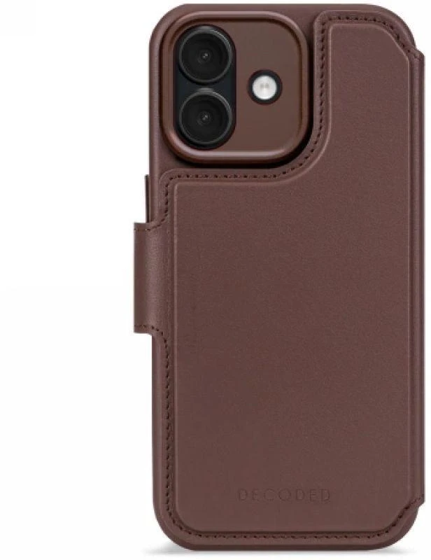 „Decoded“ odinis nuimamas piniginės formos „MagSafe“ dėklas, skirtas „iPhone 17“ – ruda