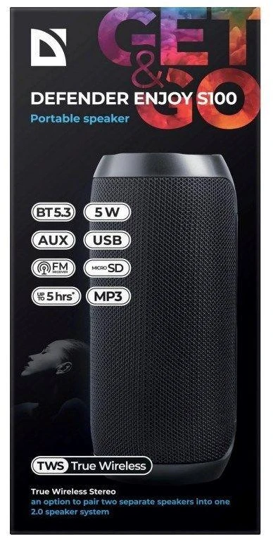 DEFENDER KOLONĖLĖ ENJOY S100 BLUETOOTH/FM/SD/USB 5W JUODA 65701