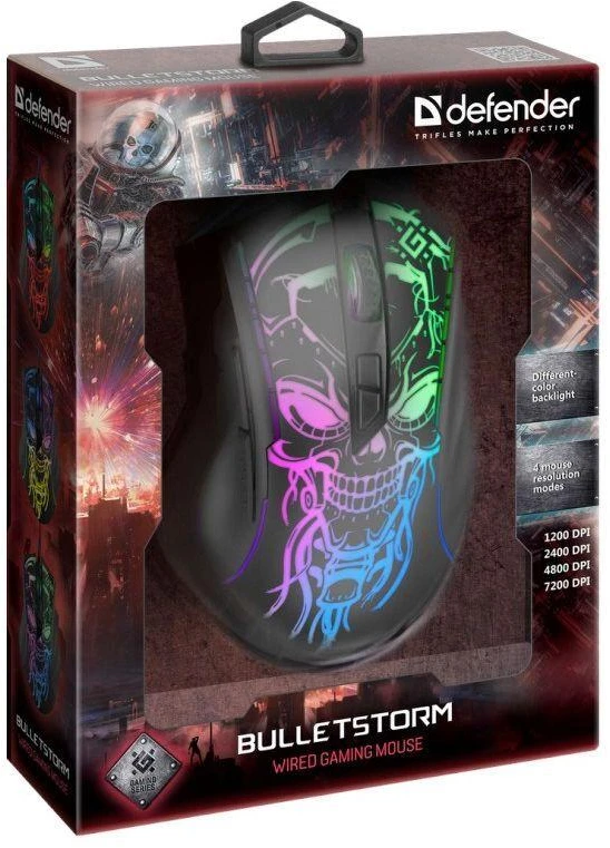 Ausinės Defender Laidinė žaidimų pelė Bulletstorm GM-928 Optinė 7200 DPI 7P 52928