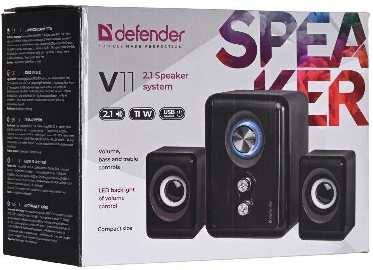 Defender V11 2.1 11W USB kompiuteriniai garsiakalbiai su boso ir aukštų dažnių valdymu 65111