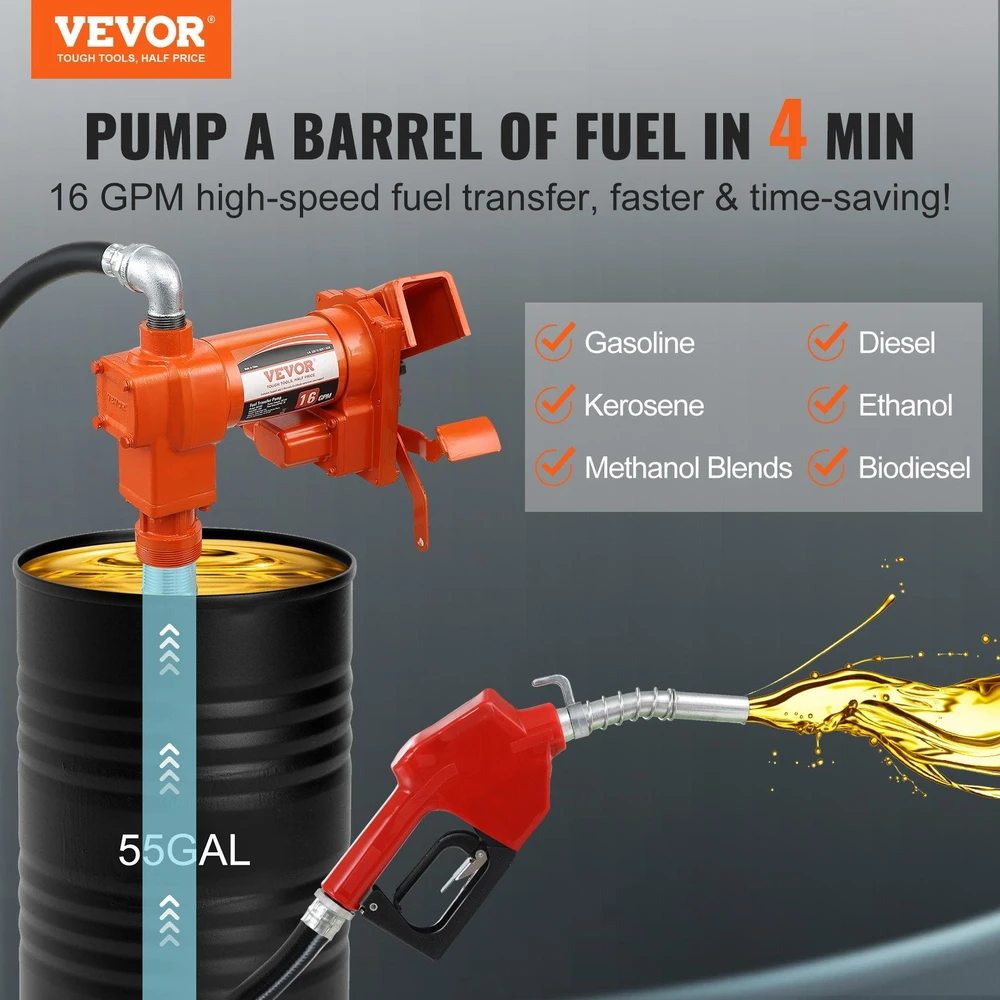 VEVOR Kuro perkėlimo pompa, 12V DC, 60.5 LPM