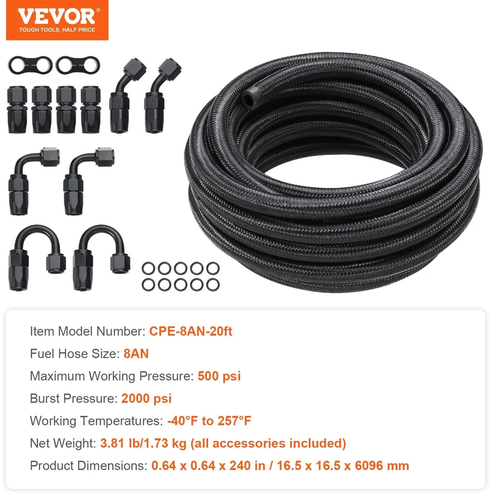 VEVOR Kuro žarnos rinkinys 8AN, 6 m ilgio
