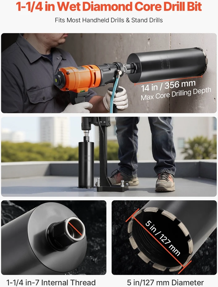 VEVOR Griovelio gręžtuvėlis betonui ir mūrui 127 mm