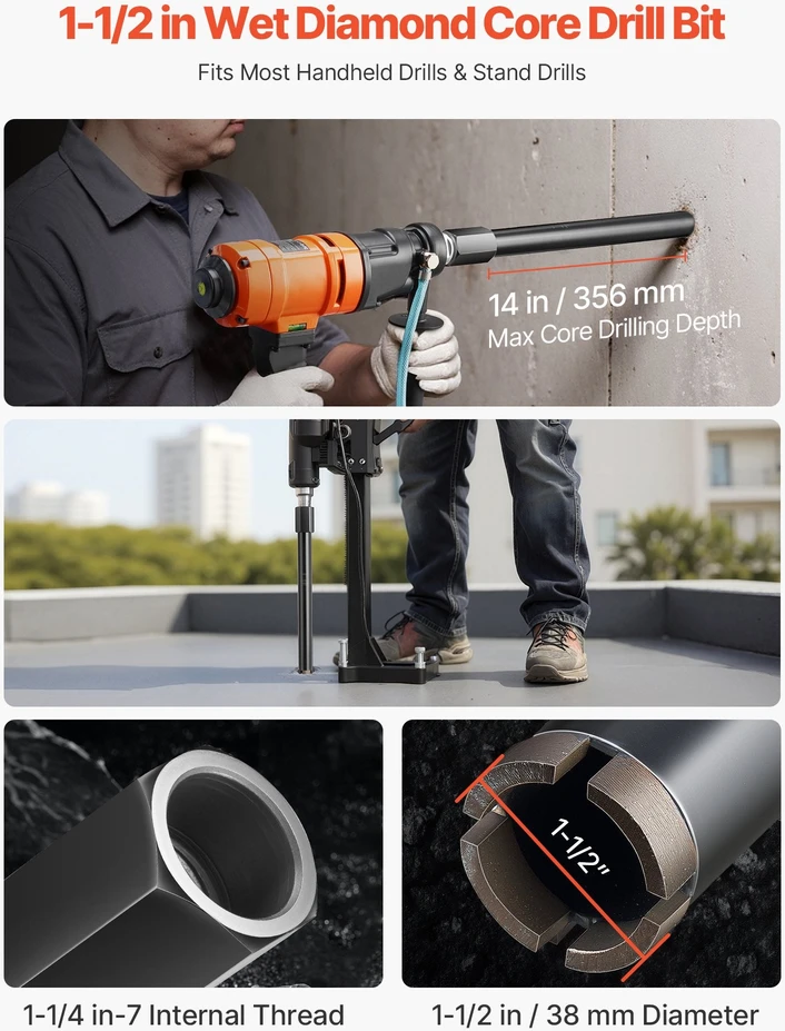 VEVOR 38 mm gręžtuvo šerdis betonui