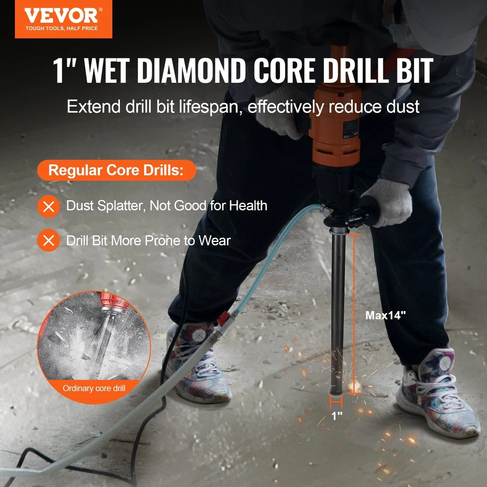 VEVOR Betonui skirtas šlapioje sąlyje deimantinis grėžtuvas 25,4 mm