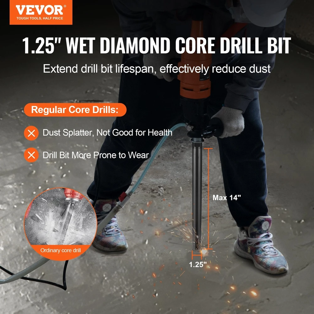 VEVOR Betono deimantinė grunto grąžtas 32 mm, 355 mm