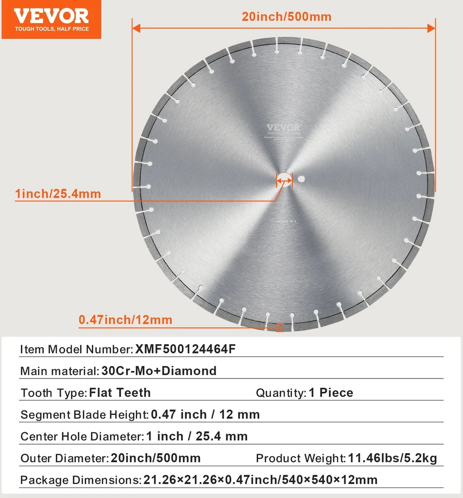 VEVOR Deimantinis 20 cm pjūklas betonui