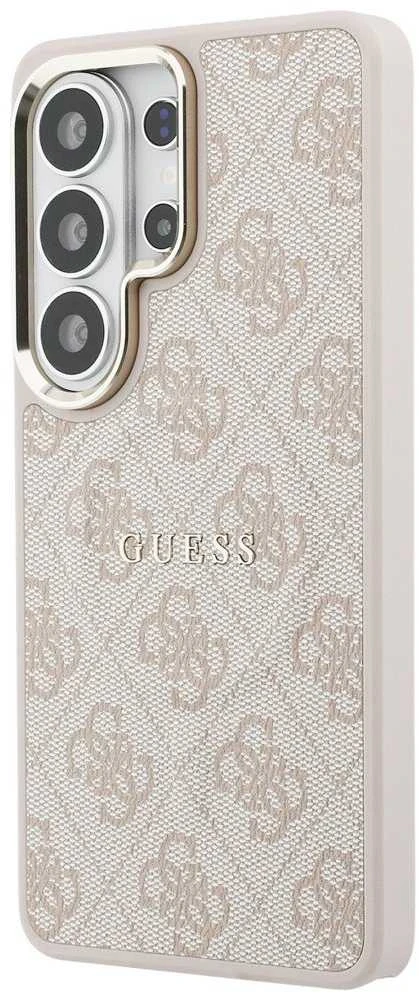 Guess PU Leather 4G Gold Frame Magnetic dėklas skirtas Samsung Galaxy S26 Ultra rožinės spalvos