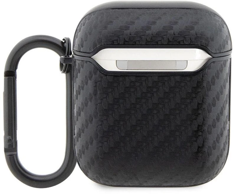 Dėklas AirPods 1/2 juodas/juodas Anglies pluošto dvigubo metalinio logotipo dizainas BMW