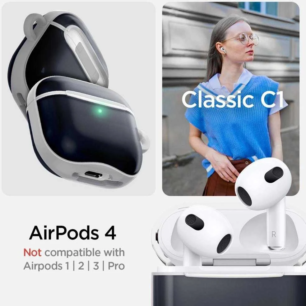 Apple AirPods 4 Spigen Classic C2 Graphite ausinių dėklas