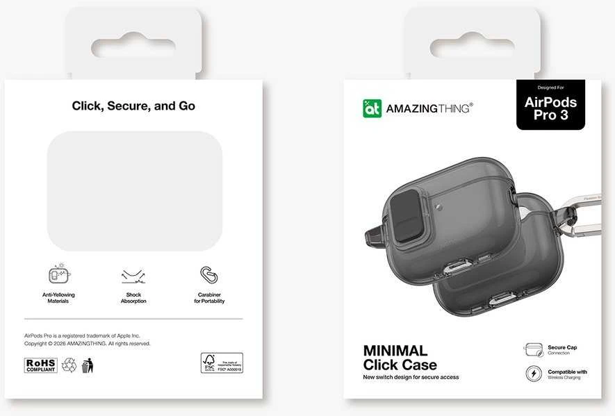 Dėklas AmazingThing Minimal Case for AirPods Pro 3 - Juodas